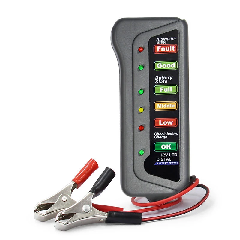 Alternator Tester Digital Diagnostic Tool - Mini 12V Autobatterie-Tester Digitaler Lichtmaschinen-Tester 6