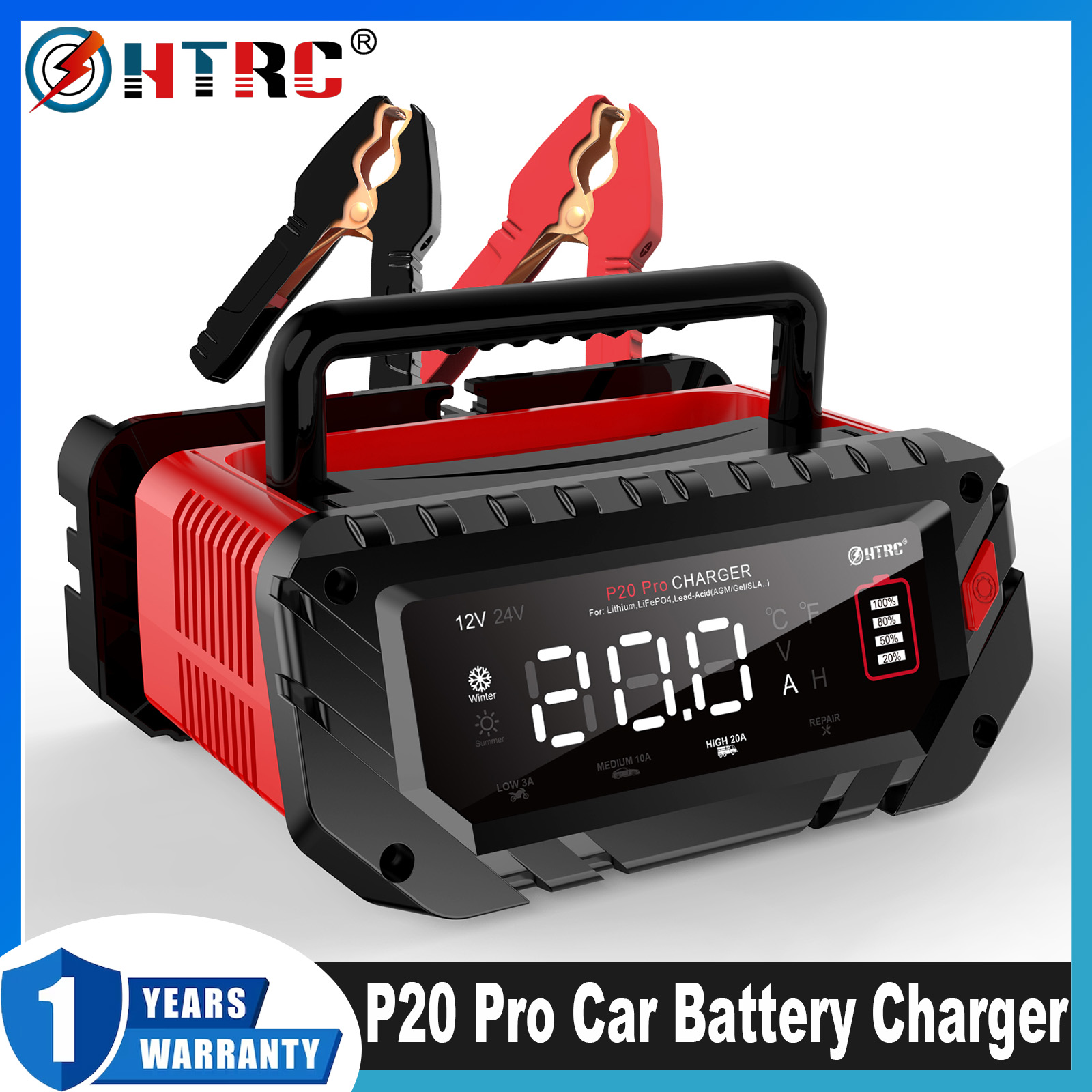 Smart Car Battery Charger 12V 24V 20A - HTRC P20 Pro 20A Intelligentes Batterieladegerät