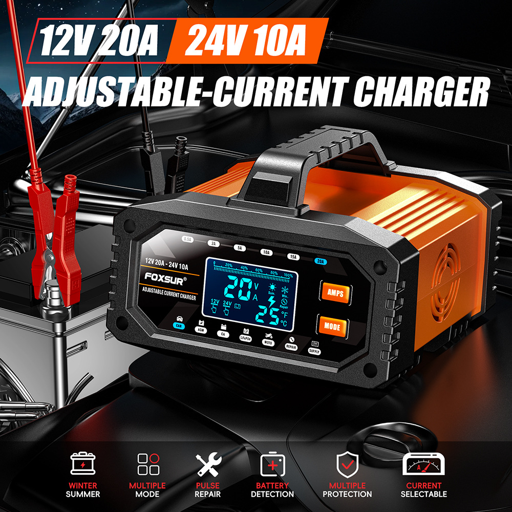 Smart Car Battery Charger 12V 24V 20A - 12V/24V Tragbares 0,5A-20A Auto ATV Motorrad