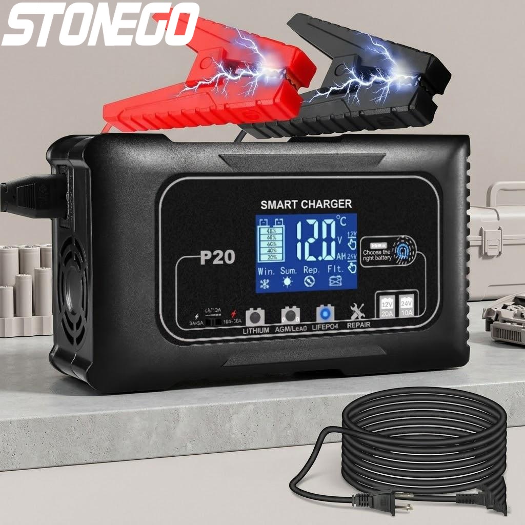 Lead Acid Battery Pulse Repair Desulfator - 12V 24V 20A Intelligentes Batterieladegerät und
