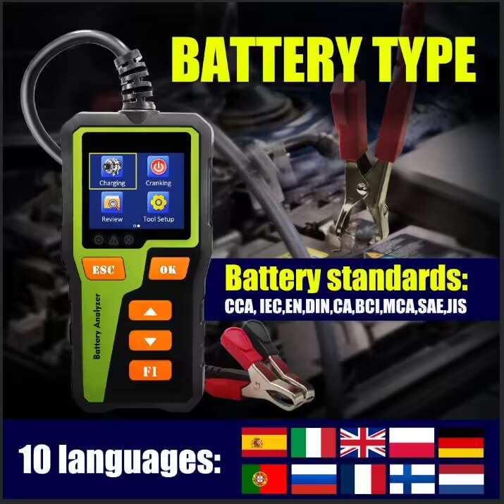 Car Battery Load Tester Digital Cranking - 12V Autobatterie-Tester Digitaler Batterieanalysator CCA Lasttester