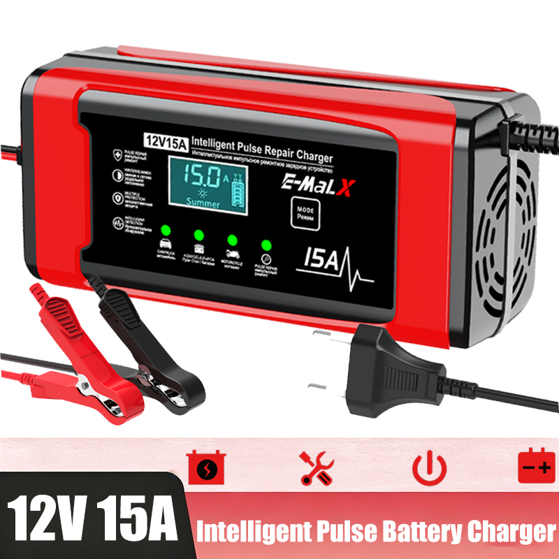 Lifepo4 Battery Charger Smart Automatic - EU-Stecker 12V 15A Intelligentes Batterieladegerät Automatisches