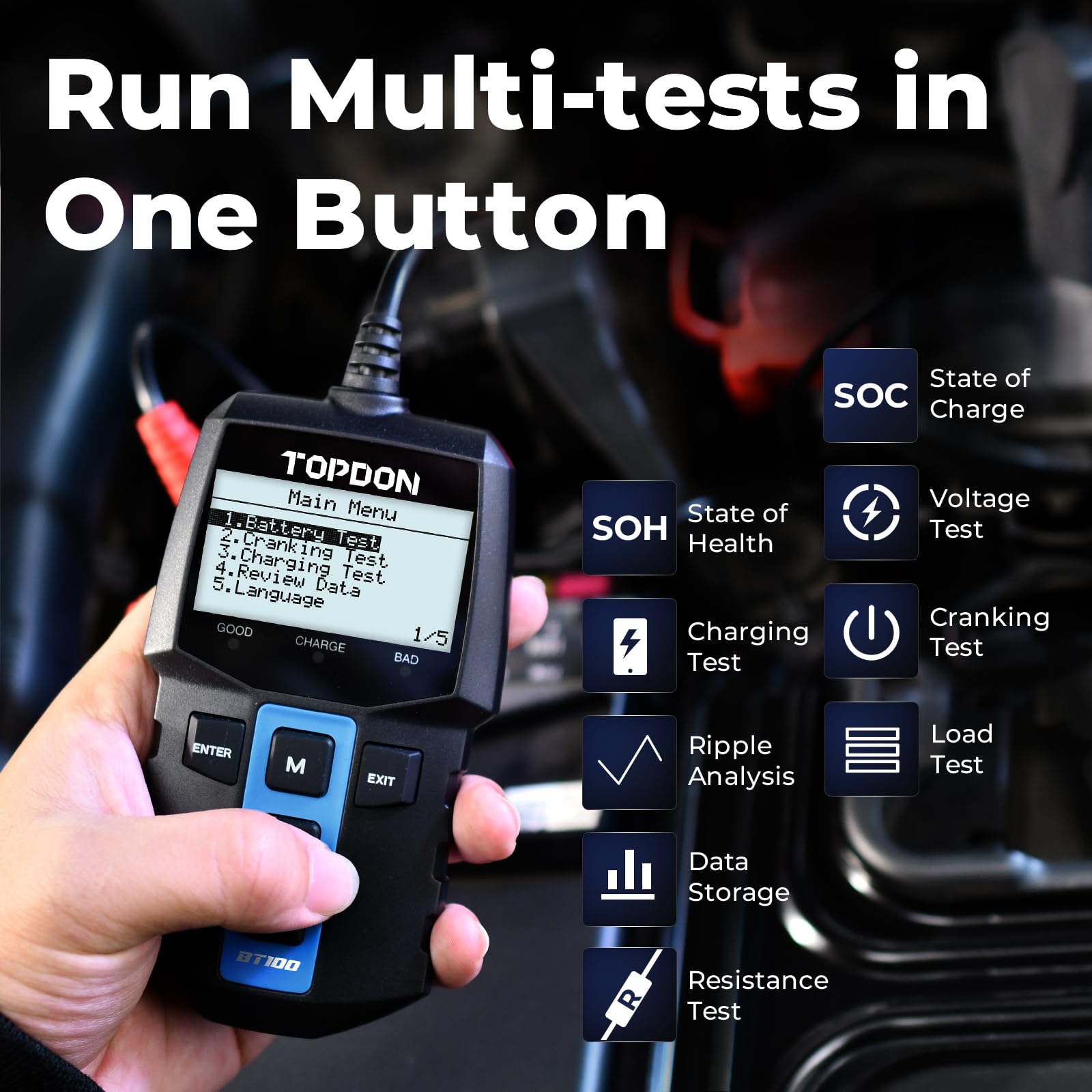 TOPDON BT100 12V Digitaler Bat – Car Battery Load Tester Digital Cranking Bewertung und Preis