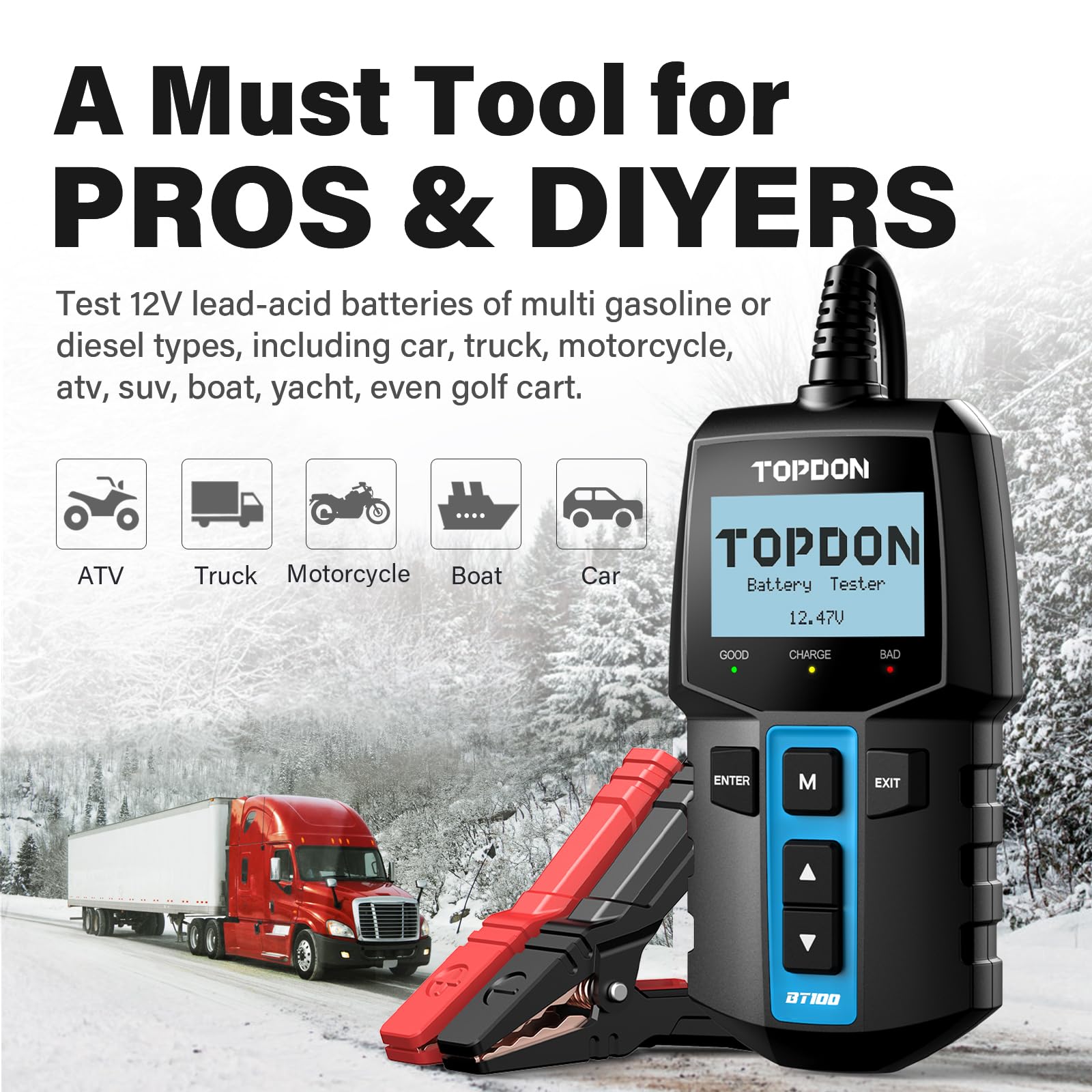 TOPDON BT100 12V Digitaler Bat – Car Battery Load Tester Digital Cranking Bewertung und Preis