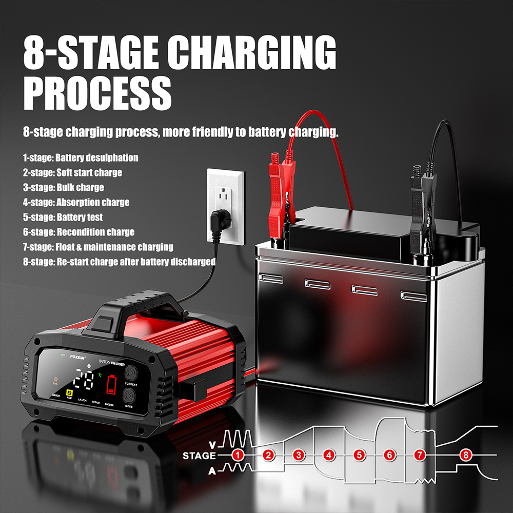 FOXSUR 20A/10A Auto- und Motor – Smart Car Battery Charger 12V 24V 20A Bewertung und Preis