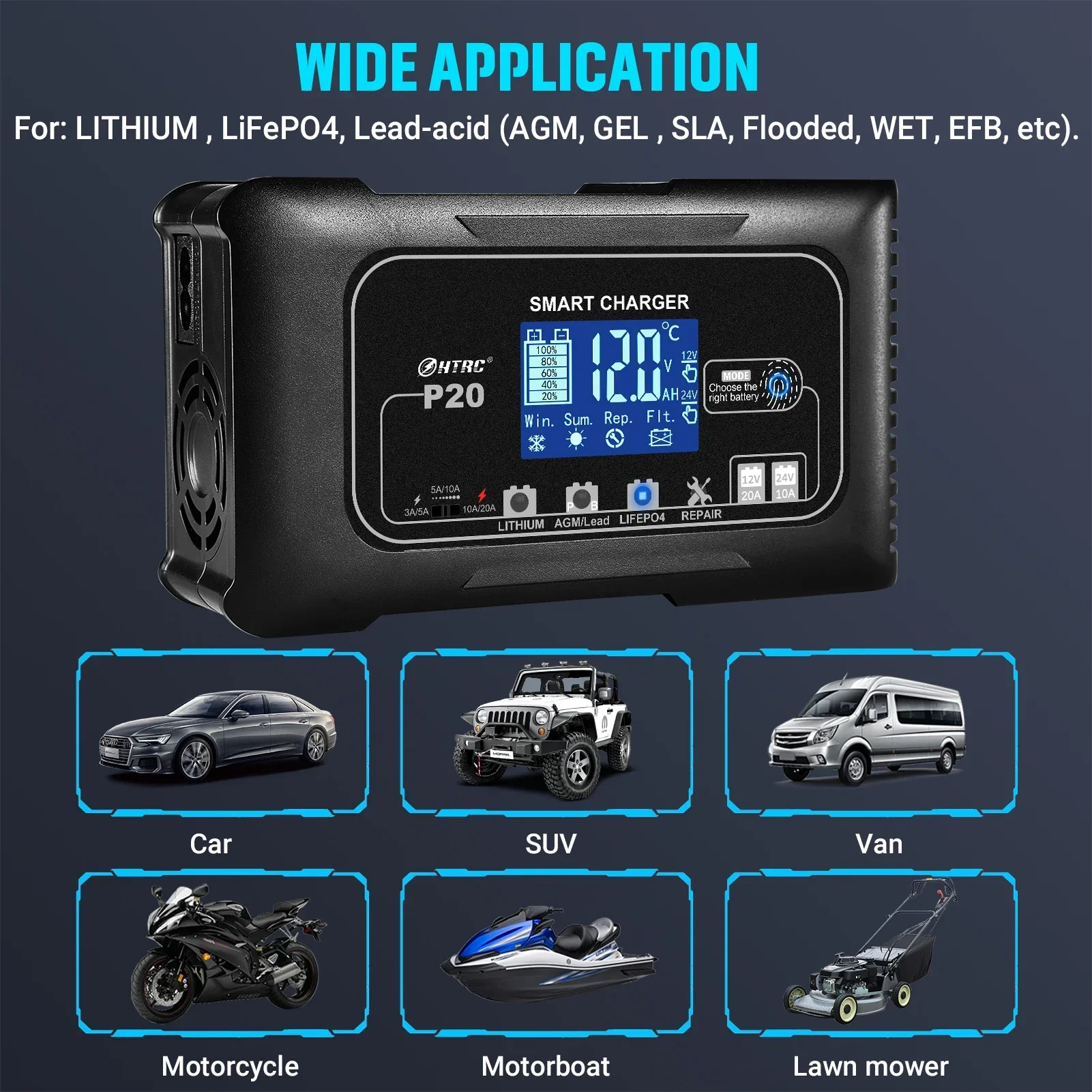 12V 24V 20A Intelligentes Batt – Lead Acid Battery Pulse Repair Desulfator Bewertung und Preis