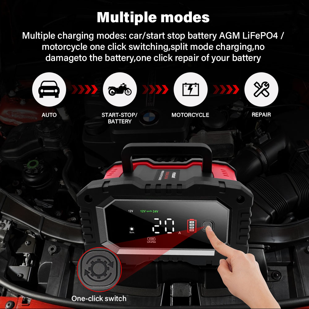 20A/10A Auto- und Motorrad-Bat – Smart Car Battery Charger 12V 24V 20A Bewertung und Preis